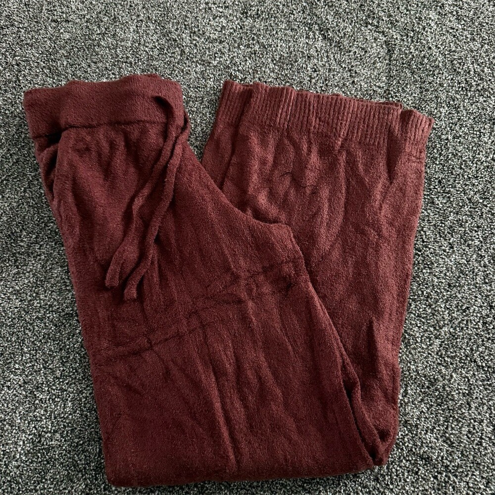 Grace & Lace Pants Womens M Burgundy Wide-Leg Pull-On Drawstring Lounge